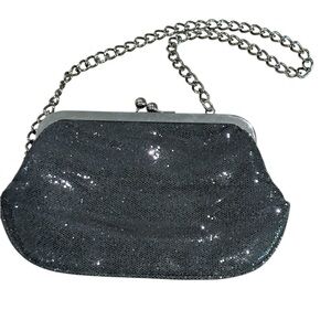 Express Silver and Black Clutch with‎ Shimmering Sequins
